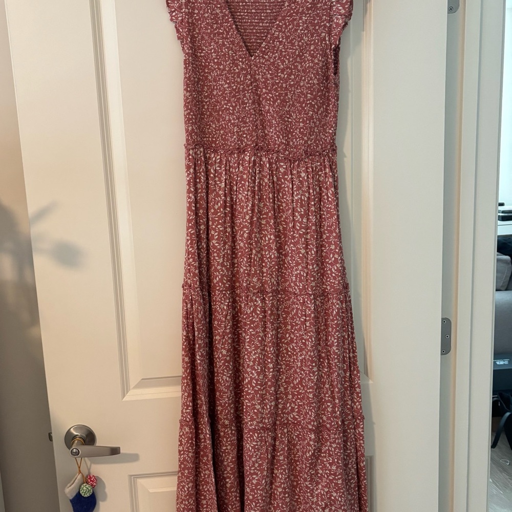 Old Navy Rose-Mauve Floral Tiered Maxi Dress